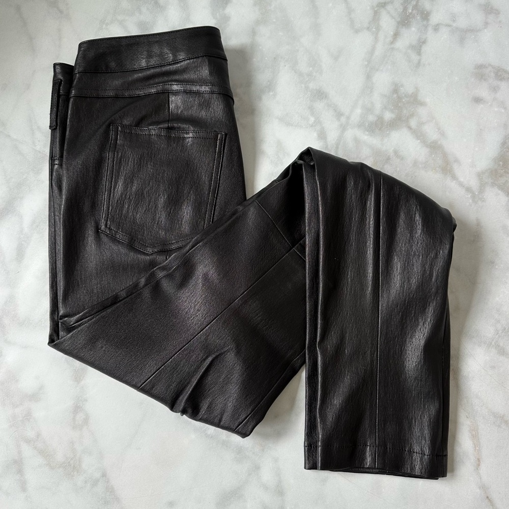 Tory Burch Stretch Leather Skinny Jeans Pants Black $1000 size Small